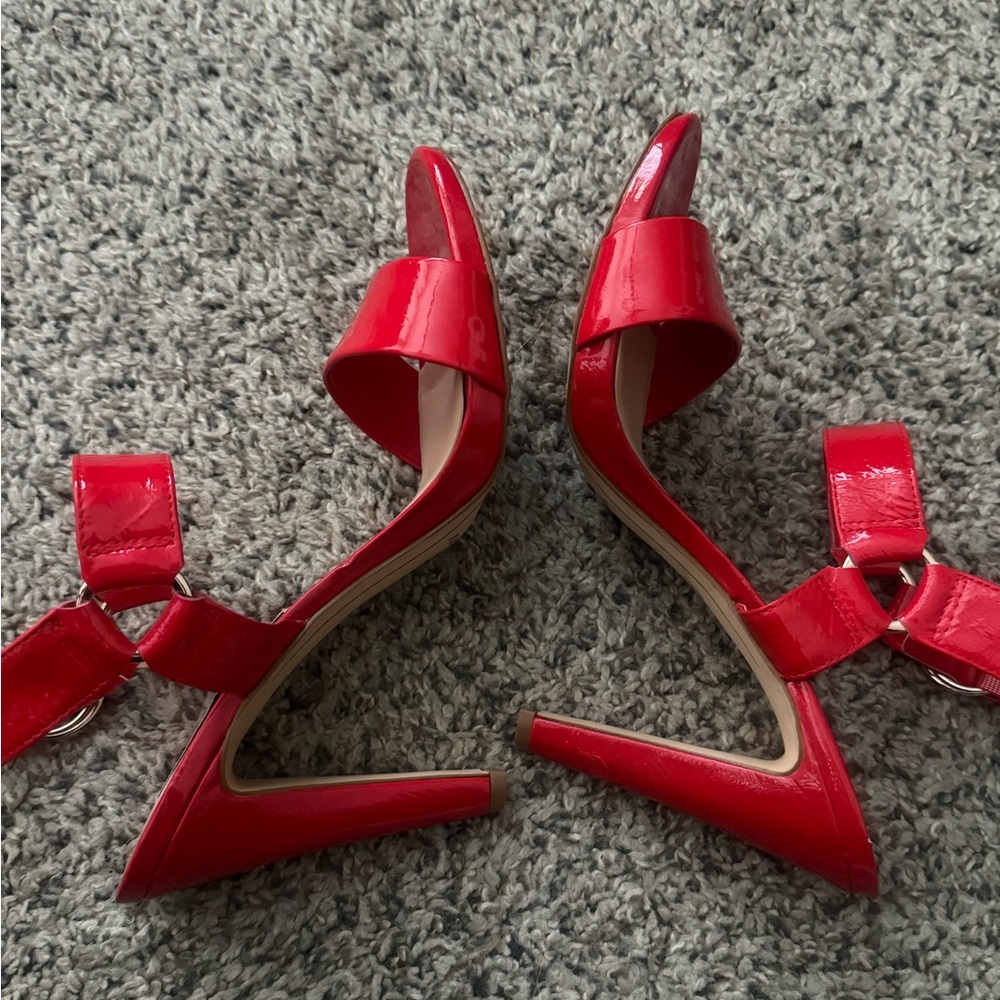 Karl Lagerfeld Red High Heeled Sandals - size 9.5 - Picture 6 of 8